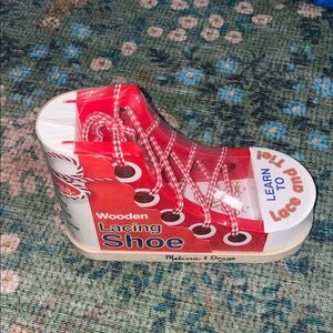Melissa & Doug Red Wooden Lacing Shoe
